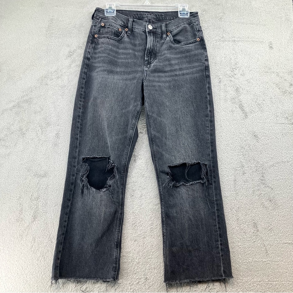 American Eagle 90s Bootcut Jean Women’s 4 Black Grunge Distressed Ripped